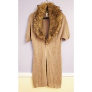 Chico's Long short sleeve faux fur neck cardigan